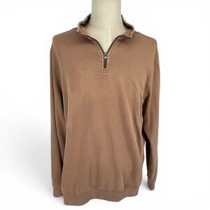 C&C California Mens XL Quarter Zip Pullover Sweatshirt Vintage Wash Brown